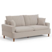 Sofá Living 3 Lugares 200cm com Almofadas Veras D05 Bouclê Bege - Mpozenato