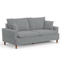 Sofá Living 3 Lugares 200cm com Almofadas Veras D05 Bouclê Cinza - Mpozenato