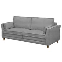 Sofá Living 3 Lugares 200cm Pés Madeira Efraim F05 Veludo Prata - Mpozenato Sofá Living 3 Lugares 200cm Pés Madeira Efraim F05 Veludo Prata - Mpozenato