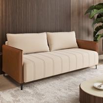 Sofá Living 3 Lugares 2,00m Pés de Ferro Rios Bege Bronze/Durango Sofá Living 3 Lugares 2,00m Pés de Ferro Rios Bege Bronze/Durango