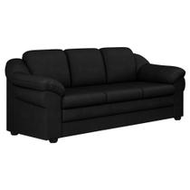 Sofá Living 3 Lugares 207cm Áurea material sintético Preto - Sallar Home
