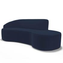 Sofá Living 3 Lugares 210Cm Braço Esquerdo Mozart D06 Veludo Azul - Mpozenato