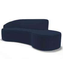 Sofá Living 3 Lugares 210cm Braço Esquerdo Mozart D06 Veludo Azul - Mpozenato