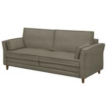 Sofá Living 3 Lugares 220cm Pés Madeira Efraim F05 Veludo Castor - Mpozenato Sofá Living 3 Lugares 220cm Pés Madeira Efraim F05 Veludo Castor - Mpozenato