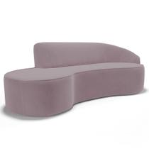 Sofá Living 3 Lugares 230cm Braço Direito Mozart D06 Veludo Rosê - Mpozenato