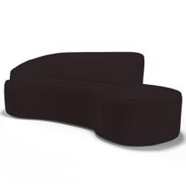Sofá Living 3 Lugares 230cm Braço Esquerdo Mozart D06 Sintético Marrom - Mpozenato