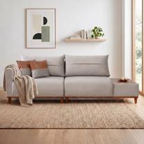 Sofá Living 3 Lugares 262 cm com Mesa Lateral de Apoio Trento em Veludo