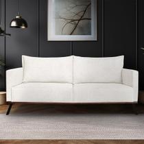 Sofá Living 3 Lugares com Pés de Ferro Almofadas Soltas 220cm Saiph Bouclê Off White G63 - Gran belo Sofá Living 3 Lugares com Pés de Ferro Almofadas Soltas 220cm Saiph Bouclê Off White G63 - Gran belo
