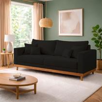 Sofá Living 3 Lugares Suede Resistente Madeira + Almofadas Sofá Living 3 Lugares Suede Resistente Madeira + Almofadas