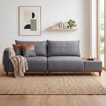 Sofá Living 3 Lugares Veludo com Mesa de Apoio Trento Sofá Living 3 Lugares Veludo com Mesa de Apoio Trento
