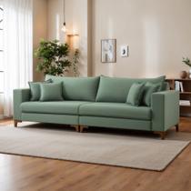 Sofá Living 4 Lugares 280cm Almofadas Soltas Pés Madeira Maciça Madri