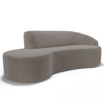 Sofá Living 4 Lugares 300cm Braço Direito Mozart D06 Bouclê Bege Escuro - Mpozenato