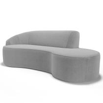 Sofá Living 4 Lugares 300cm Braço Esquerdo Mozart D06 Bouclê Cinza - Mpozenato