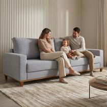 Sofá Living 4 Lugares Molas Fibra Siliconada Enseada Linho - Almofadas Removíveis 220cm Sofá Living 4 Lugares Molas Fibra Siliconada Enseada Linho - Almofadas Removíveis 220cm