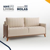 Sofá Living 4 Lugares Molas Fibra Siliconada Torres Linho e Corano 200cm Sofá Living 4 Lugares Molas Fibra Siliconada Torres Linho e Corano 200cm