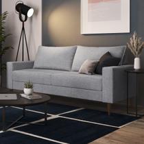 Sofá Living Ascona 3 Lugares Estrutura e Pés em Eucalipto Tecido Linho Cinza 1,88m