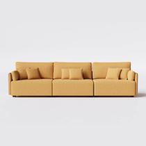 Sofá Living Barcelona 2,95m em Bouclé Sheep Gold Mostarda - Home Mobily Sofá Living Barcelona 2,95m em Bouclé Sheep Gold Mostarda - Home Mobily