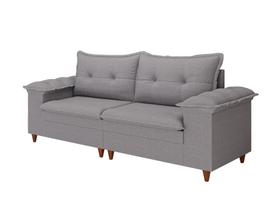 Sofá Living Belmonte 2,50m Linho Cinza Espuma Soft D28 Sofá Living Belmonte 2,50m Linho Cinza Espuma Soft D28