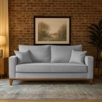 Sofá Living Beny 3 Lugares 1,80m Linho Cinza