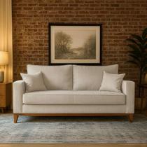 Sofá Living Beny 3 Lugares 2m em Linho para Sala de Estar Estilo Moderno e Aconchegante Chic - Bege Sofá Living Beny 3 Lugares 2m em Linho para Sala de Estar Estilo Moderno e Aconchegante Chic - Bege