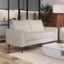 Sofá Living Bienna 2 Lugares Estrutura e Pés em Eucalipto Tecido Linho 1,40m Branco Off White Sofá Living Bienna 2 Lugares Estrutura e Pés em Eucalipto Tecido Linho 1,40m Branco Off White