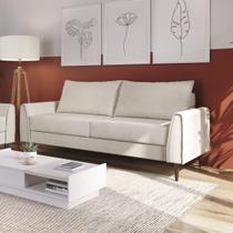 Sofá Living Bienna 3 Lugares Estrutura e Pés em Eucalipto Tecido Linho 1,90m Branco Off White