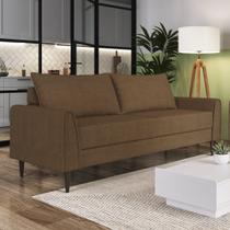Sofá Living Bienna 3 Lugares Estrutura e Pés em Eucalipto Tecido Linho 1,90m Marrom
