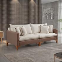 Sofá Living Bipartido com 4 Almofadas 240cm Bouclé Espanha Sofá Living Bipartido com 4 Almofadas 240cm Bouclé Espanha