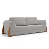 Sofá Living Bloom 160cm 02 Lugares com Pés de Madeira Bouclê Cinza - Desk Design