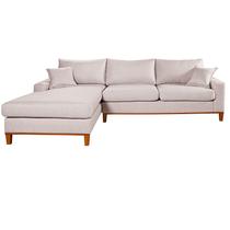 Sofa Living California 4 Lugares Chaise Lado Direito Revestido Linho Base Madeira