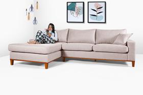 Sofa Living California Com Chaise Lado Direito em Linho