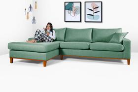 Sofa Living California Com Chaise Lado Direito em Linho