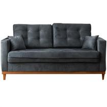 Sofá Living California em Veludo 2 Lugares com Almofadas Soltas 180cm Rr Estofados Cor Cinza Sofá Living California em Veludo 2 Lugares com Almofadas Soltas 180cm Rr Estofados Cor Cinza