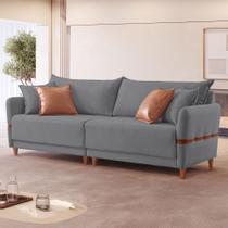 Sofá Living Canela 4 Lugares 225 cm Linho