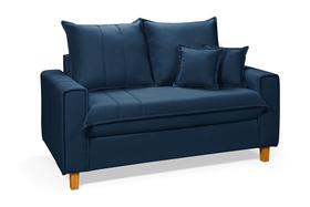 Sofa Living com Bau Multiuso 2 Lugares Suede Pes em Madeira Cor: Preto