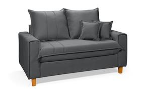 Sofa Living com Bau Multiuso 2 Lugares Suede Pes em Madeira Cor: Preto