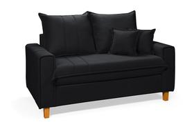 Sofa Living com Bau Multiuso 2 Lugares Suede Pes em Madeira Cor: Preto Sofa Living com Bau Multiuso 2 Lugares Suede Pes em Madeira Cor: Preto