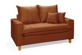 Sofa Living com Bau Multiuso 2 Lugares Suede Pes em Madeira Cor: Terracota