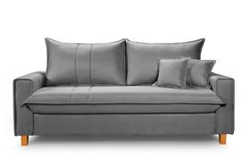 Sofa Living com Bau Multiuso 3 Lugares Linho Pes em Madeira Sofa Living com Bau Multiuso 3 Lugares Linho Pes em Madeira