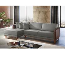 Sofá Living Com Chaise 2,20 cm Lateral material sintético Marrom Cor:Linho Grafite Sofá Living Com Chaise 2,20 cm Lateral material sintético Marrom Cor:Linho Grafite