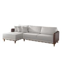Sofá Living Com Chaise 280Cm Vega Linho Branco