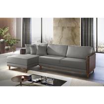 Sofá Living Com Chaise 280Cm Vega Linho Cinza