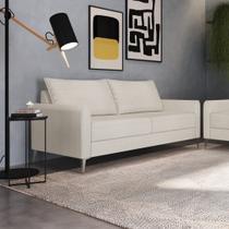 Sofá Living Davos 3 Lugares Estrutura Eucalipto Pés em Alumínio Tecido Linho 1,80m Branco Off White Sofá Living Davos 3 Lugares Estrutura Eucalipto Pés em Alumínio Tecido Linho 1,80m Branco Off White