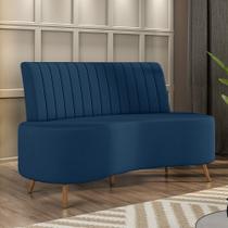 Sofá Living Decorativo 2 Lugares 1,35M Katara Azul Veludo G33 - Gran Belo