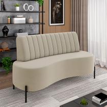 Sofá Living Decorativo 2 Lugares 1,35M Katara Pés de Ferro Veludo Bege G33 - Gran Belo