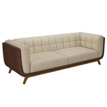 Sofá Living Decorativo 3 Lugares 240cm Bellart M22 Bouclê Bege/Sintético Café - Mpozenato Sofá Living Decorativo 3 Lugares 240cm Bellart M22 Bouclê Bege/Sintético Café - Mpozenato