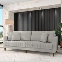 Sofá Living Decorativo Hamburgo 2 Lugares 156cm com Almofadas Pés em Madeira Bouclê Cinza G33 - Gran Belo