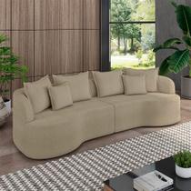 Sofá Living Decorativo Salinas 3 Lugares com Almofadas 230cm Modulado Bouclê Bege G33 - Gran Belo Sofá Living Decorativo Salinas 3 Lugares com Almofadas 230cm Modulado Bouclê Bege G33 - Gran Belo