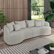 Sofá Living Decorativo Salinas 3 Lugares com Almofadas 250cm Modulado Bouclê Cinza G33 - Gran Belo Sofá Living Decorativo Salinas 3 Lugares com Almofadas 250cm Modulado Bouclê Cinza G33 - Gran Belo