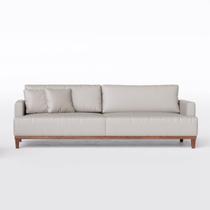 Sofá Living Doha 2,48m em Couro Bege - Home Mobily Sofá Living Doha 2,48m em Couro Bege - Home Mobily